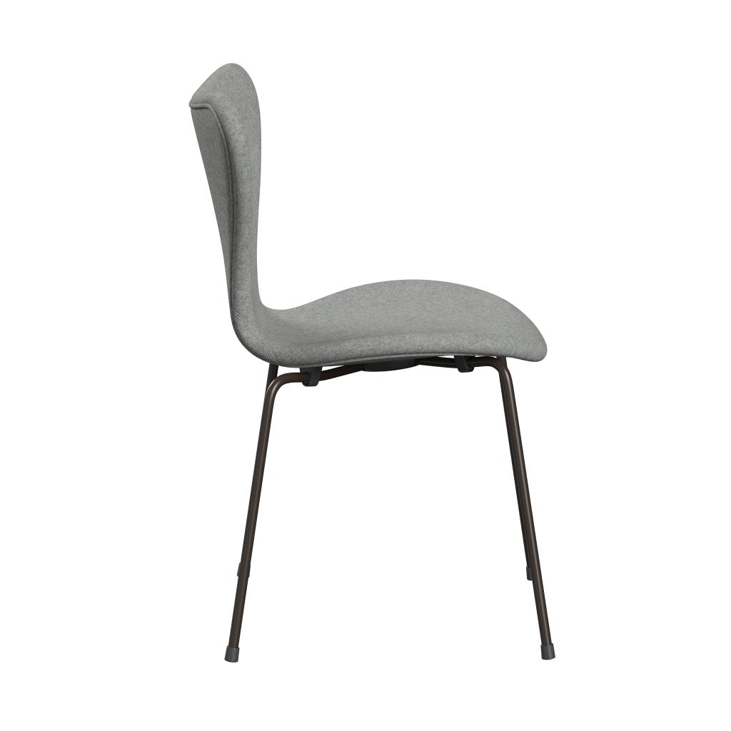 [product_category]-Fritz Hansen 3107 Chair Full Upholstery, Brown Bronze/Divina Melange Light Grey-Fritz Hansen-3107FU-DIM120-DBPC-FRI-3