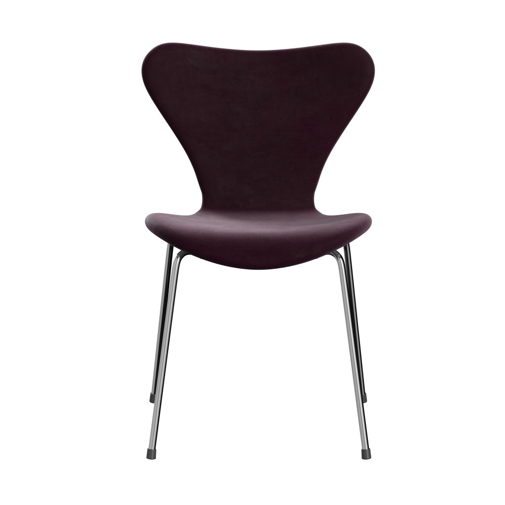 [product_category]-Fritz Hansen 3107 Chair Full Upholstery, Chrome/Belfast Velvet Dark Plum-Fritz Hansen-3107FU-BEL232-CST-FRI-1