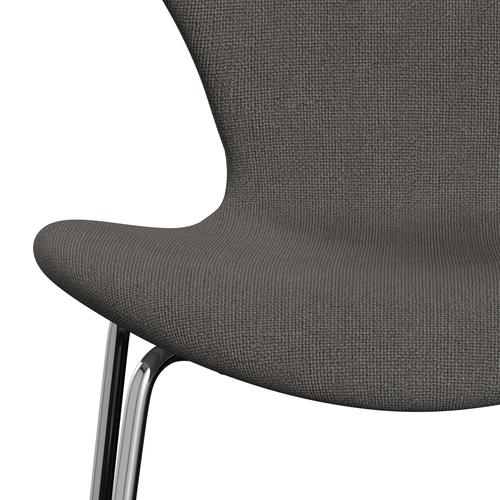 [product_category]-Fritz Hansen 3107 Chair Full Upholstery, Chrome/Hallingdal Grey Dark-Fritz Hansen-3107FU-HAL143-CST-FRI-6