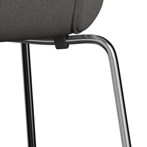 [product_category]-Fritz Hansen 3107 Chair Full Upholstery, Chrome/Hallingdal Grey Dark-Fritz Hansen-3107FU-HAL143-CST-FRI-7