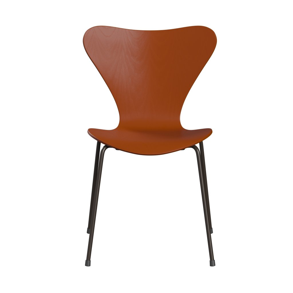 [product_category]-Fritz Hansen 3107 Chair Unupholstered, Brown Bronze/Dyed Ash Paradise Orange-Fritz Hansen-3107-CA575-DBPC-FRI-1