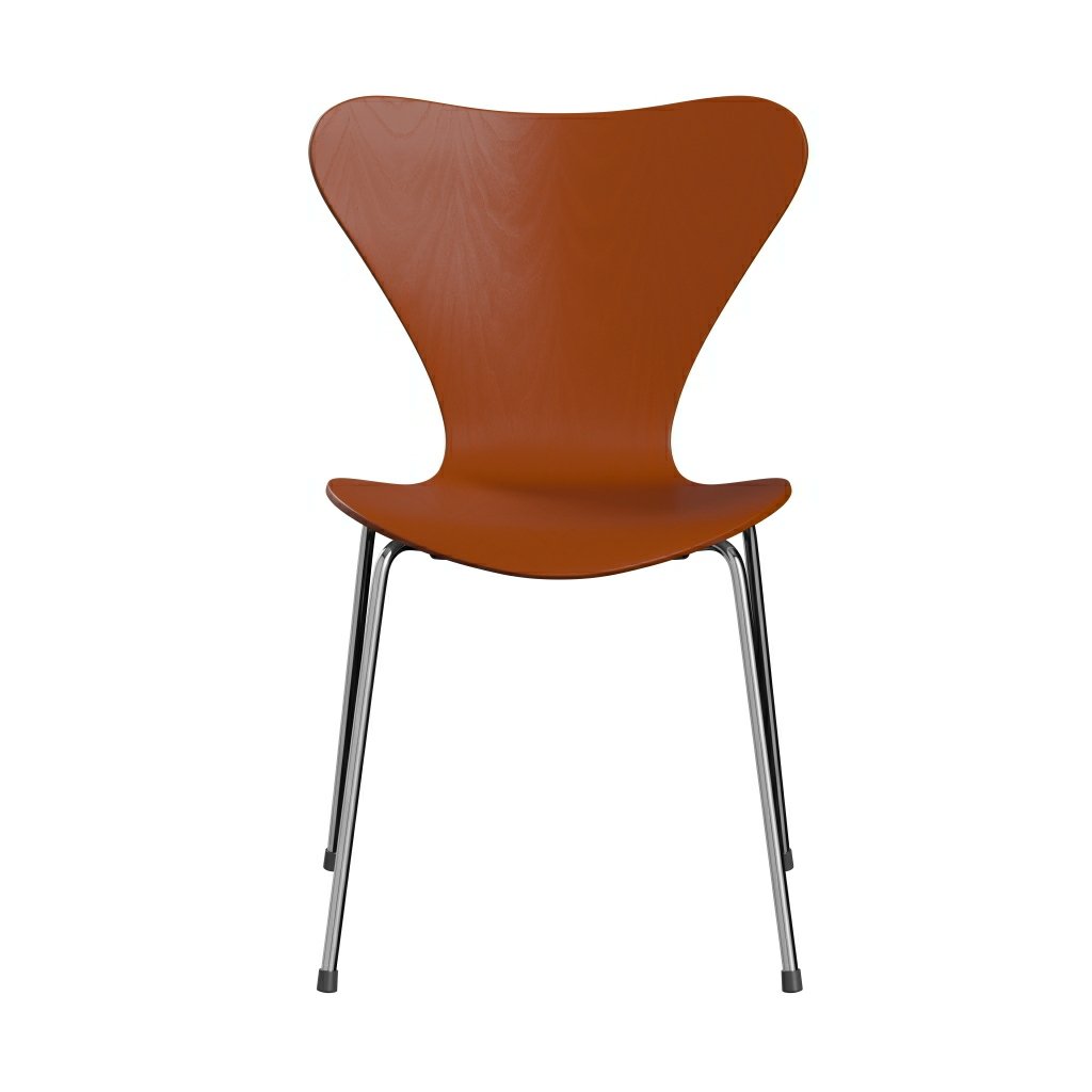 [product_category]-Fritz Hansen 3107 Chair Unupholstered, Chrome/Dyed Ash Paradise Orange-Fritz Hansen-3107-CA575-CST-FRI-1
