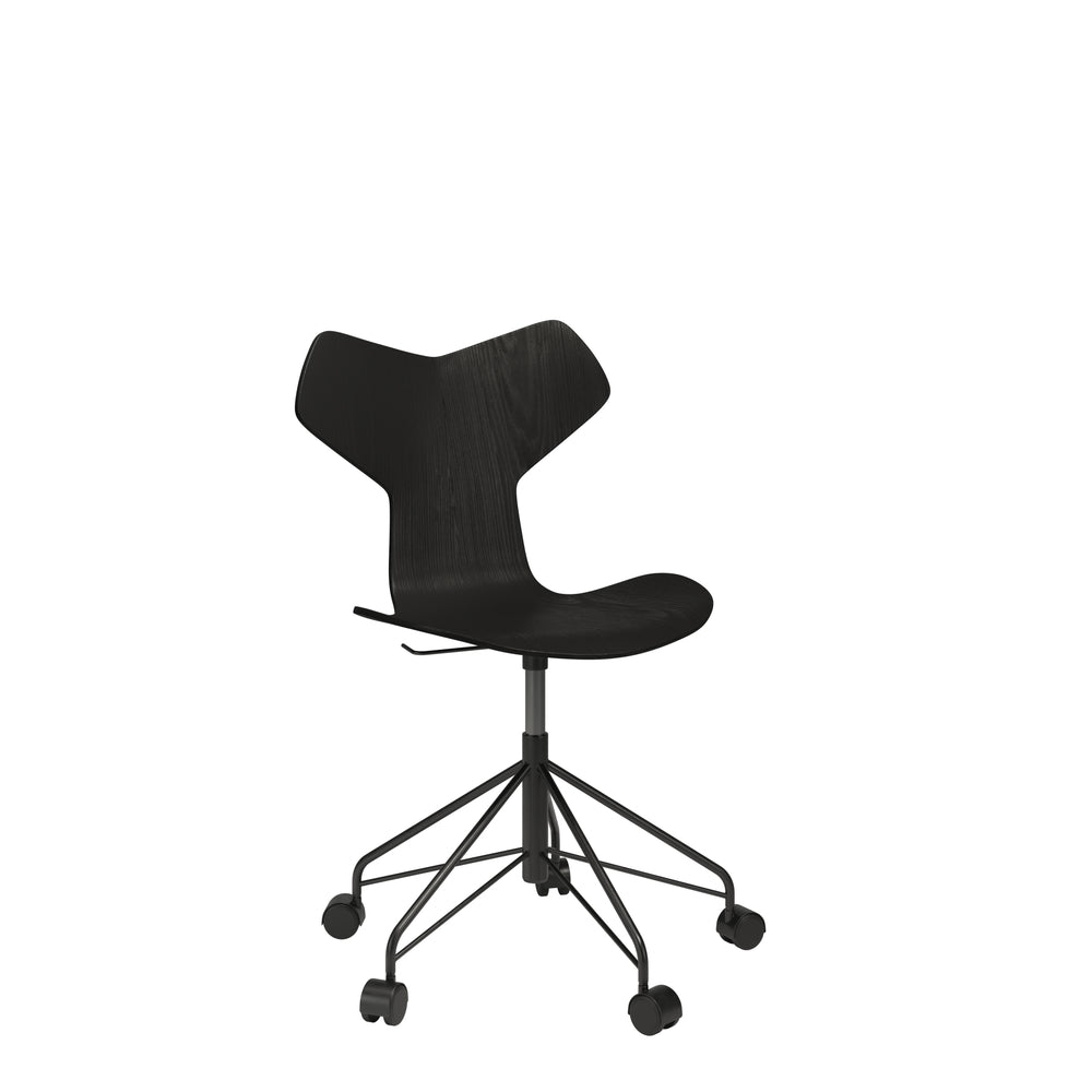 [product_category]-Fritz Hansen 3131 Grand Prix Swivel Chair 5 Castors, Ash Black-Fritz Hansen-3131-Ash-Black-FRi-1