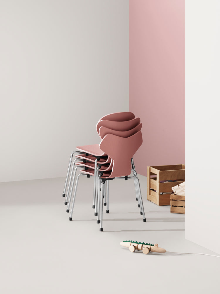 [product_category]-Fritz Hansen 3177 Children's Series 7 Chair, Colored Veneer Ash/Wild Rose-Fritz Hansen-5702370002084-840228-FRI-4