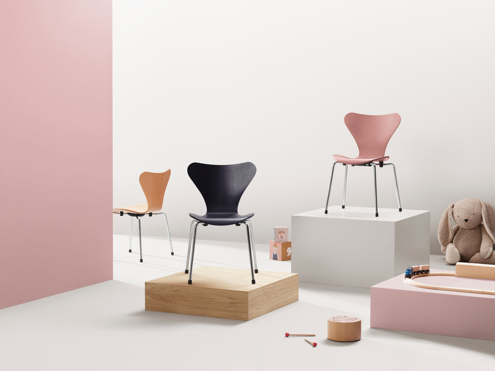 [product_category]-Fritz Hansen 3177 Children's Series 7 Chair, Colored Veneer Ash/Wild Rose-Fritz Hansen-5702370002084-840228-FRI-5