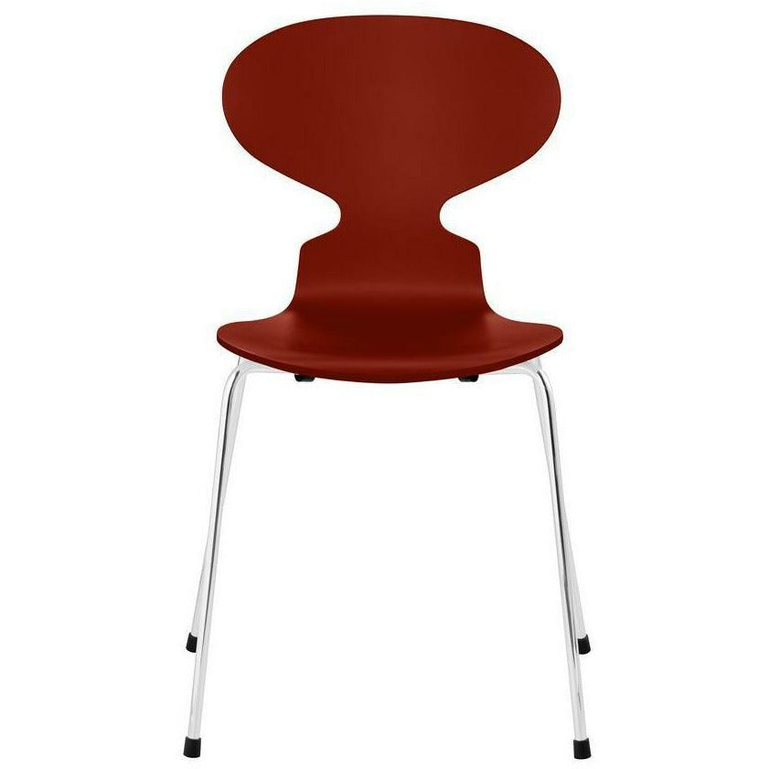 [product_category]-Fritz Hansen Ant Chair Lacquered Venetian Red Shell, Chrome Plated Steel Base-Fritz Hansen-3101-LAKERET-VENETIAN-FORKROMET-FRI-1