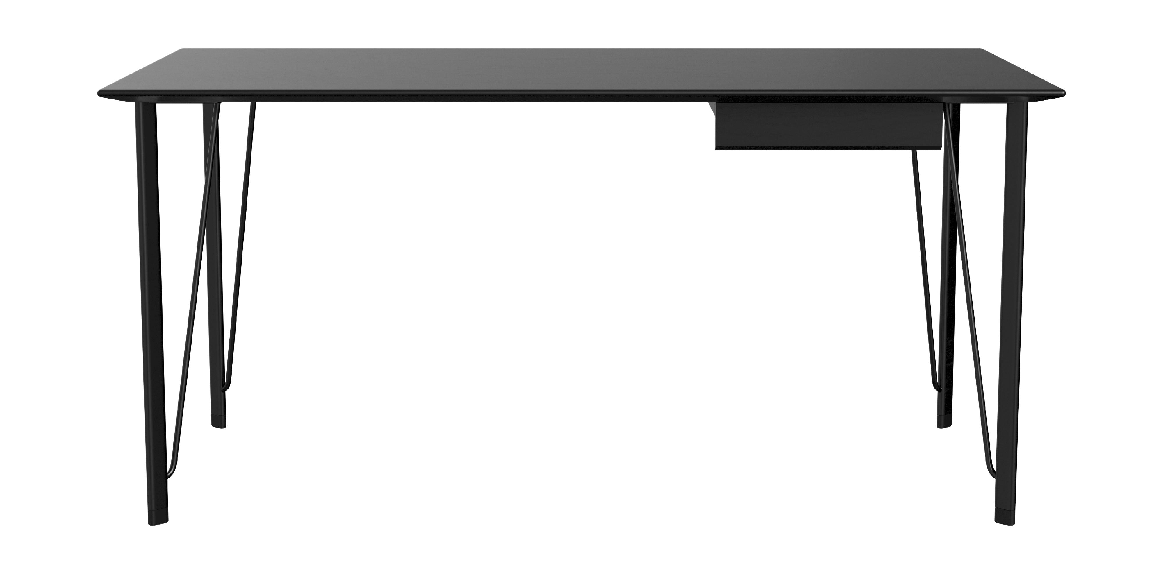 [product_category]-Fritz Hansen Fh3605 Desk With Drawer, Black/Black Colored Ash-Fritz Hansen-3605DD-ASH-BLACKPOWDER-ASH-FRI-1