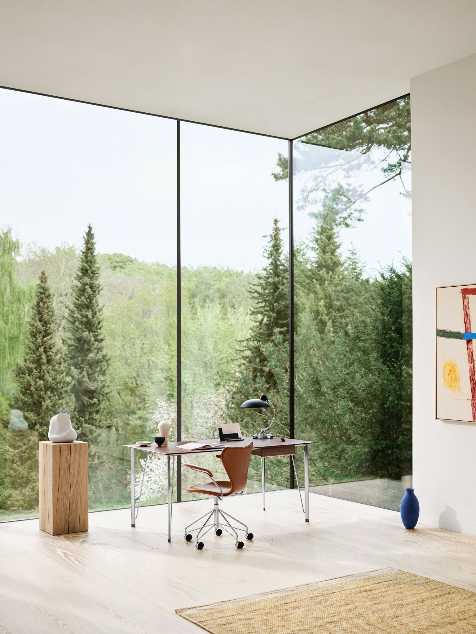 [product_category]-Fritz Hansen Fh3605 Desk With Drawer, Chrome/Walnut Lacquered-Fritz Hansen-3605DD-WALNUT-CHROME-WALNUT-FRI-5