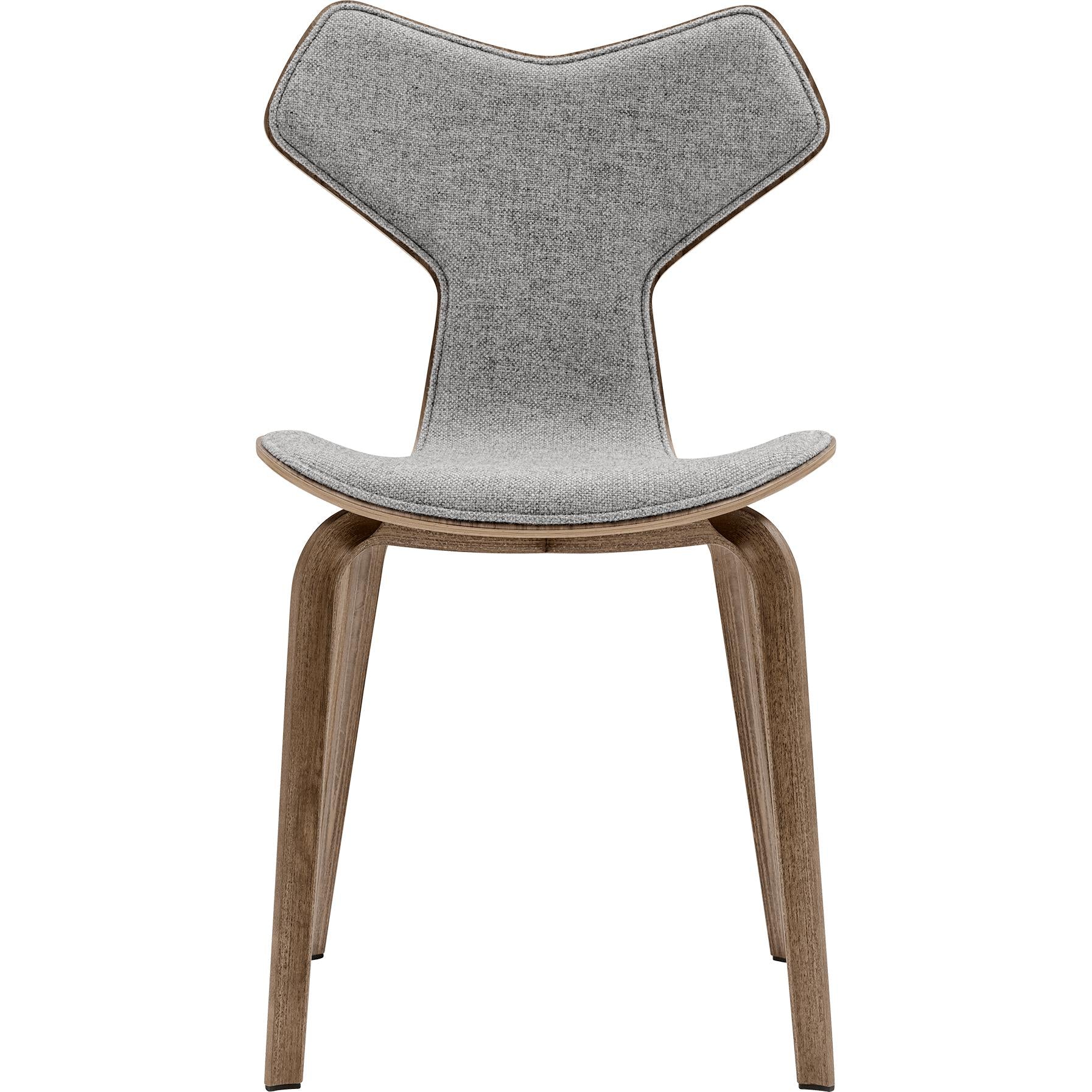 [product_category]-Fritz Hansen Grand Prix Chair Front Upholstery Fabric, Steelcut Grey/Walnut-Fritz Hansen-4130-130/walnut-FRI-1