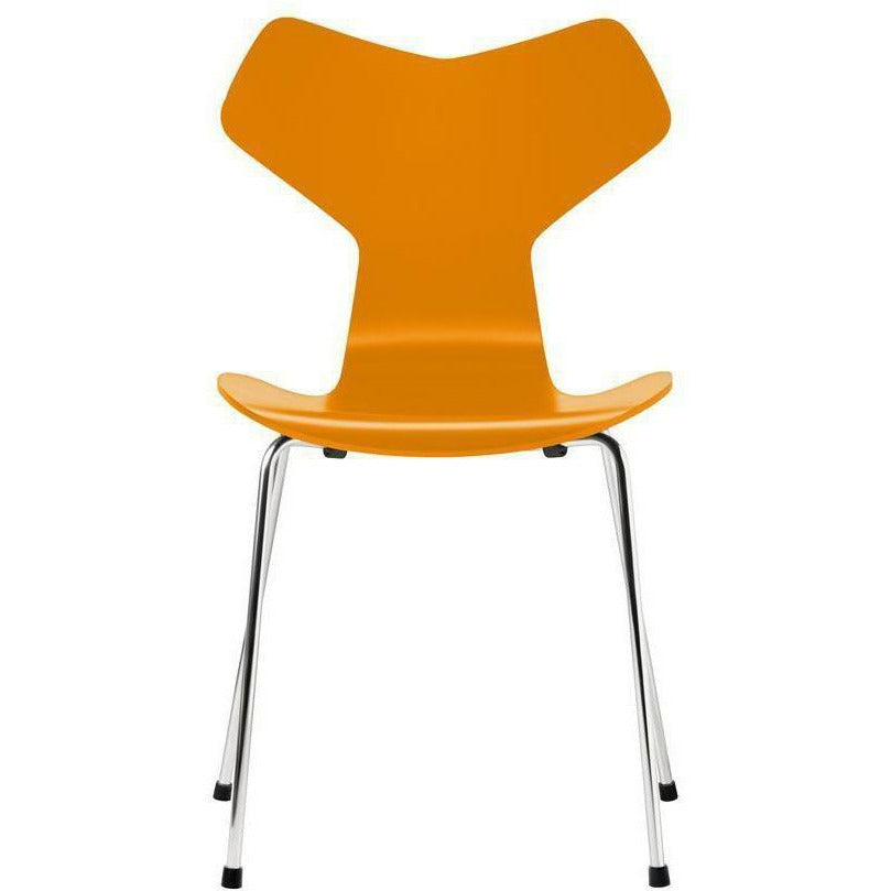 [product_category]-Fritz Hansen Grand Prix Chair Lacquered Burnt Yellow Shell, Chrome Plated Steel Base-Fritz Hansen-3130-Lacquered-BurntYellow-Chrome-FRI-1