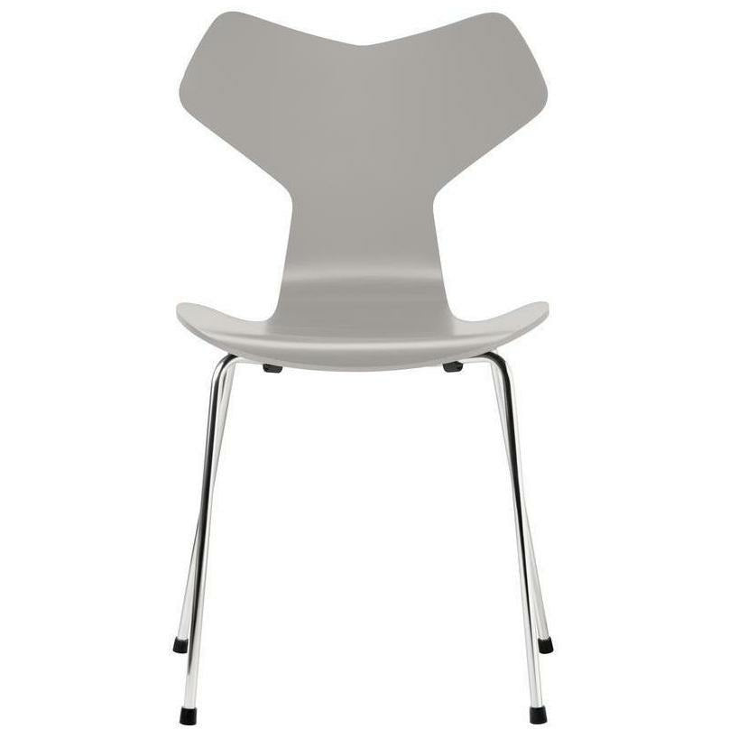 [product_category]-Fritz Hansen Grand Prix Chair Lacquered Nine Grey Shell, Chrome Plated Steel Base-Fritz Hansen-3130-Lacquered-NineGrey-Chrome-FRI-1