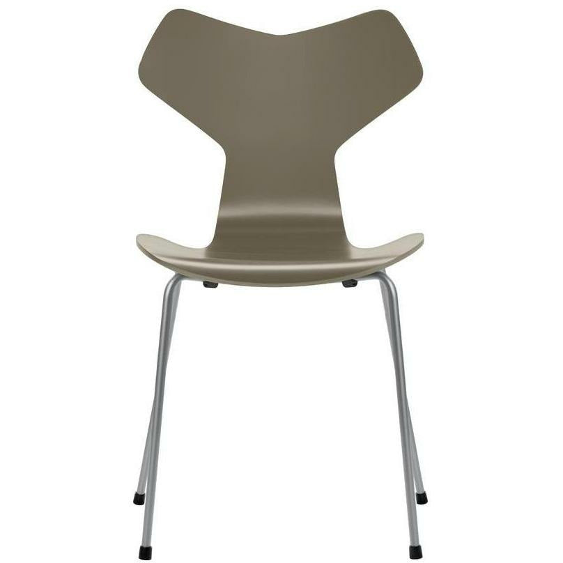 [product_category]-Fritz Hansen Grand Prix Chair Lacquered Olive Green Shell, Silver Grey Base-Fritz Hansen-3130-Lacquered-OliveGreen-SilverGrey-FRI-1