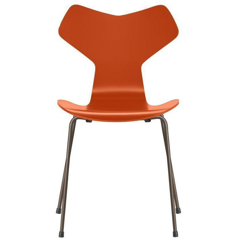 [product_category]-Fritz Hansen Grand Prix Chair Lacquered Paradise Orange Bowl, Brown Bronze Base-Fritz Hansen-3130-Lacquered-ParadiseOrange-BrownBronze-FRI-1