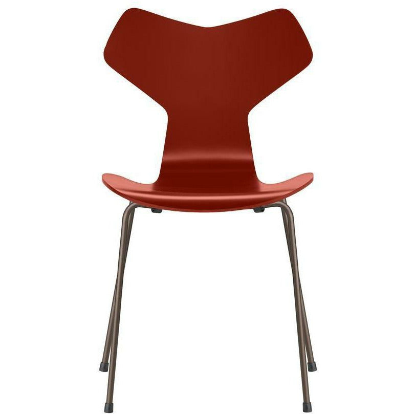[product_category]-Fritz Hansen Grand Prix Chair Lacquered Venetian Red Shell, Brown Bronze Base-Fritz Hansen-3130-Lacquered-VenetianRed-BrownBronze-FRI-1