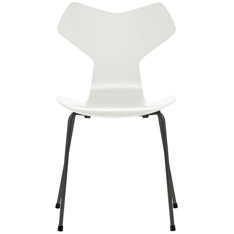 [product_category]-Fritz Hansen Grand Prix Chair Lacquered White Shell, Warm Graphite Base-Fritz Hansen-3130-Lacquered-White-WarmGraphite-FRI-1