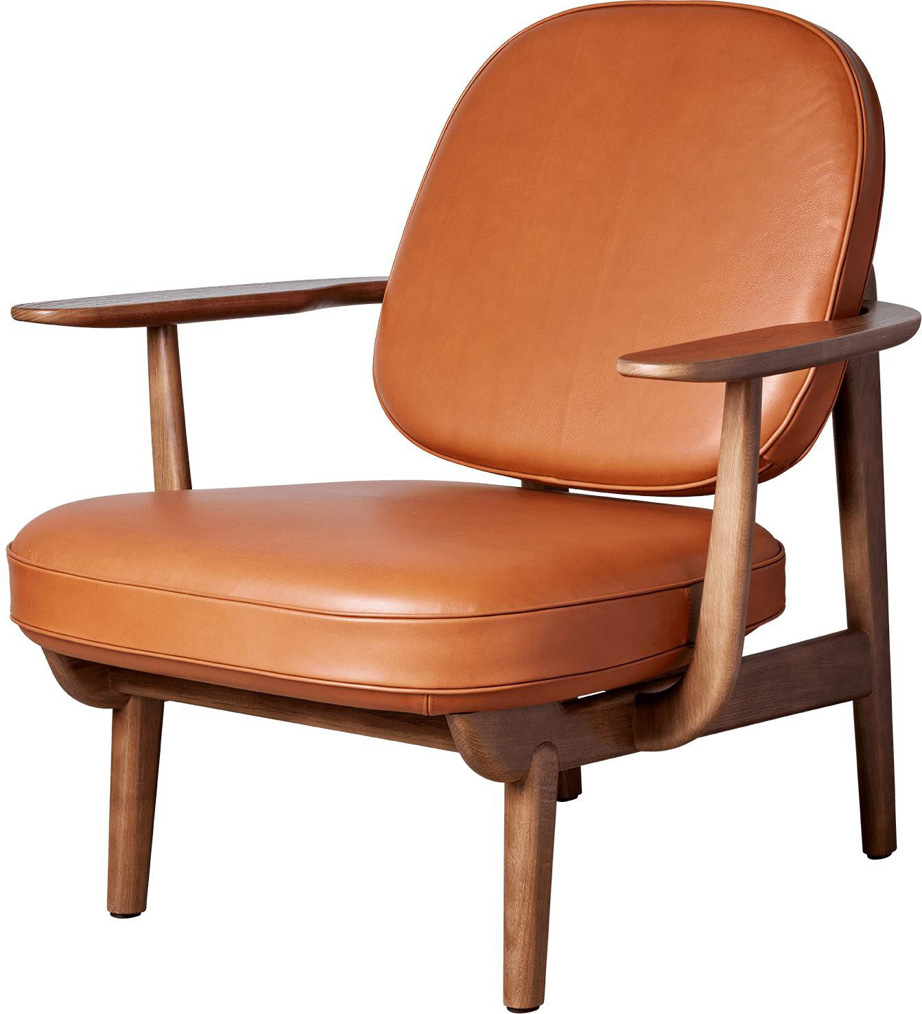 [product_category]-Fritz Hansen Jh97 Fred Lounge Chair Dark Stained Oak, Walnut Leather-Fritz Hansen-JH97-walnutoak-wildleather-FRI-1
