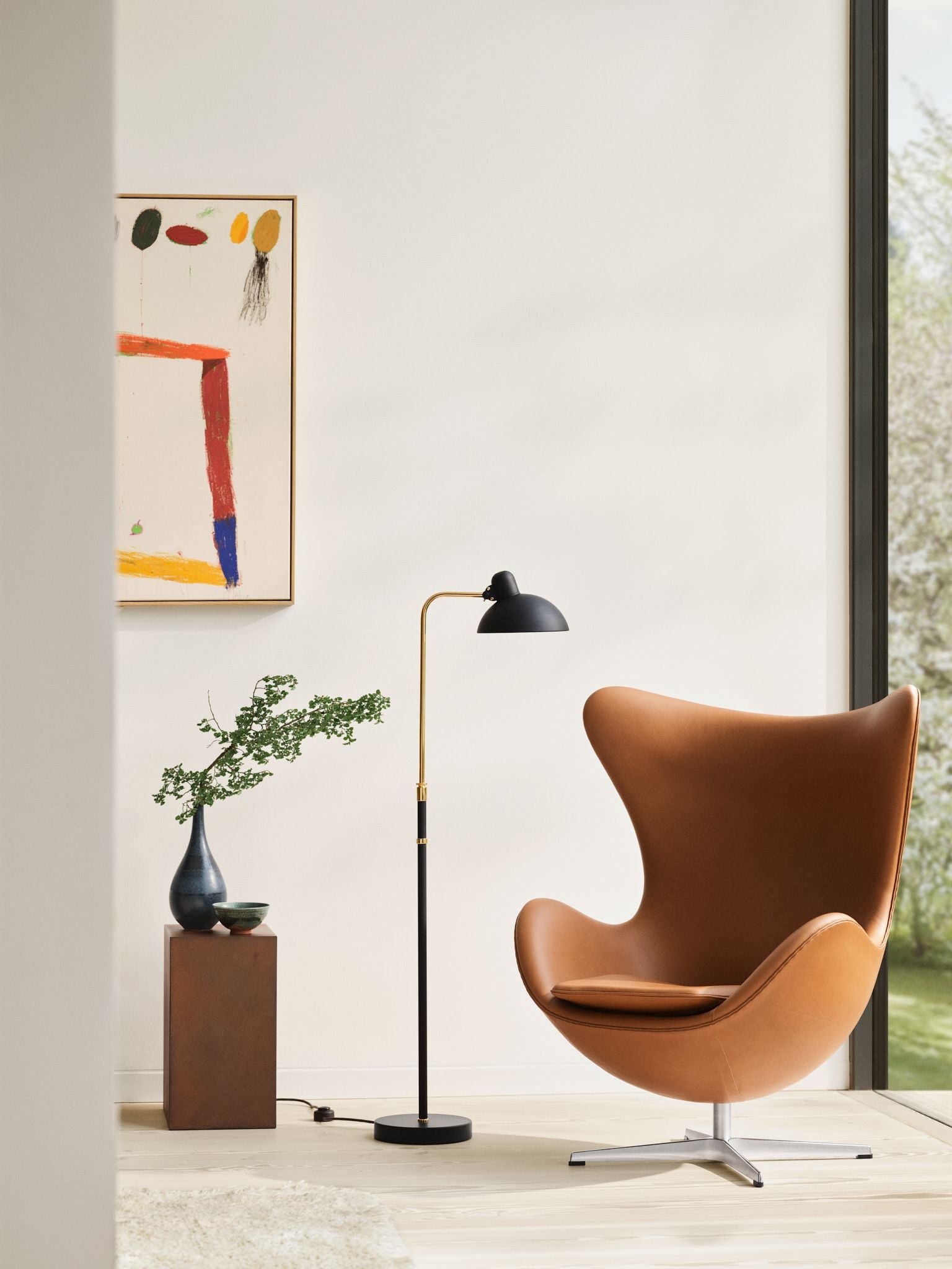 [product_category]-Fritz Hansen Kaiser Idell 6580 F Floor Lamp, Black Matt/Brass-Fritz Hansen-5702370000912-11721008-FRI-6
