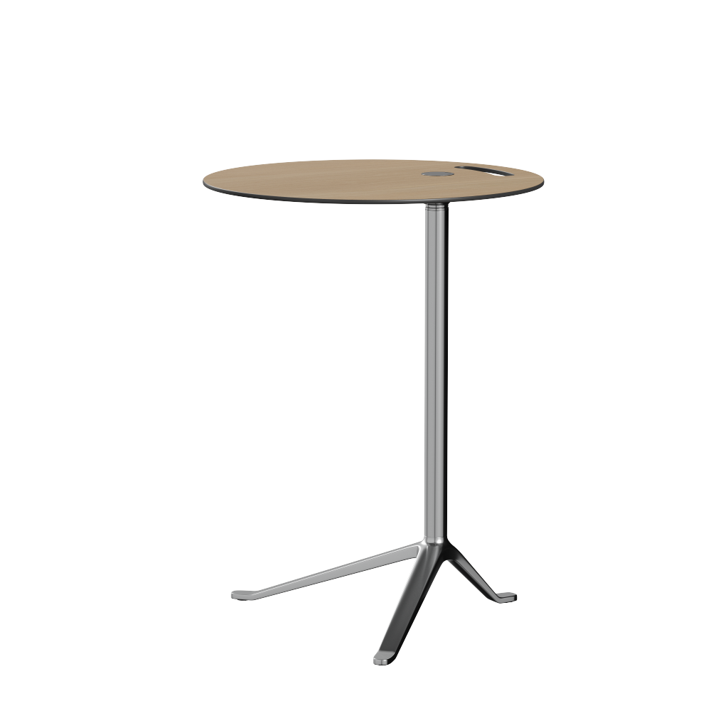 [product_category]-Fritz Hansen Ks12 Little Friend Table, Polished Aluminium/Oak Laminate-Fritz Hansen-KS12-oak veneer/chromed-FRI-2