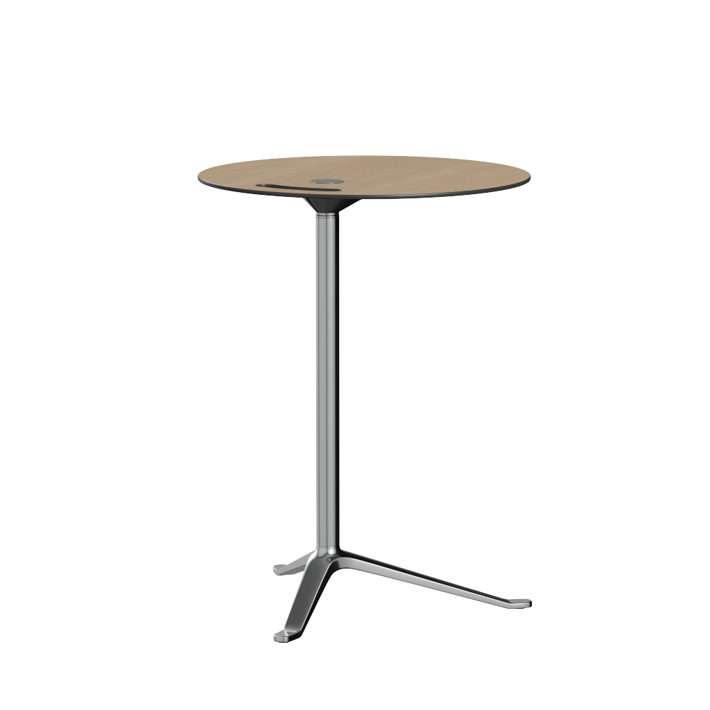 [product_category]-Fritz Hansen Ks12 Little Friend Table, Polished Aluminium/Oak Laminate-Fritz Hansen-KS12-oak veneer/chromed-FRI-3