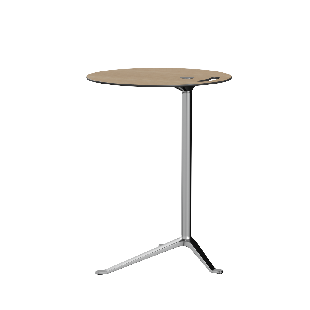 [product_category]-Fritz Hansen Ks12 Little Friend Table, Polished Aluminium/Oak Laminate-Fritz Hansen-KS12-oak veneer/chromed-FRI-5