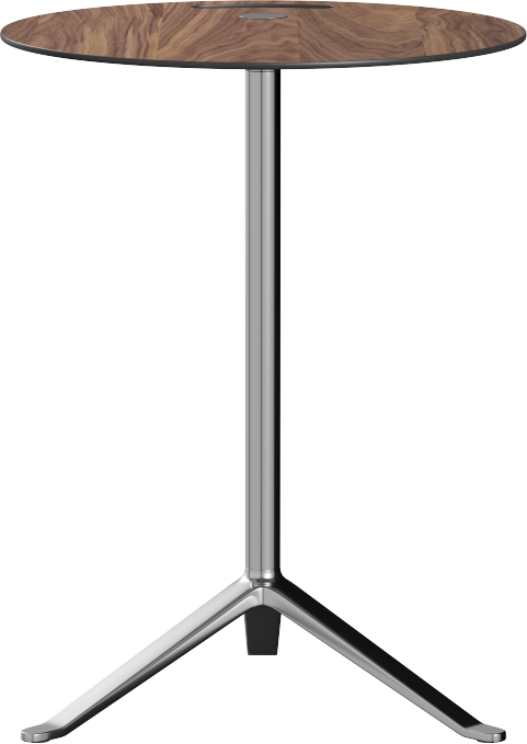 [product_category]-Fritz Hansen Ks12 Little Friend Table, Polished Aluminium/Walnut Laminate-Fritz Hansen-KS12-walnut veneer-FRI-1