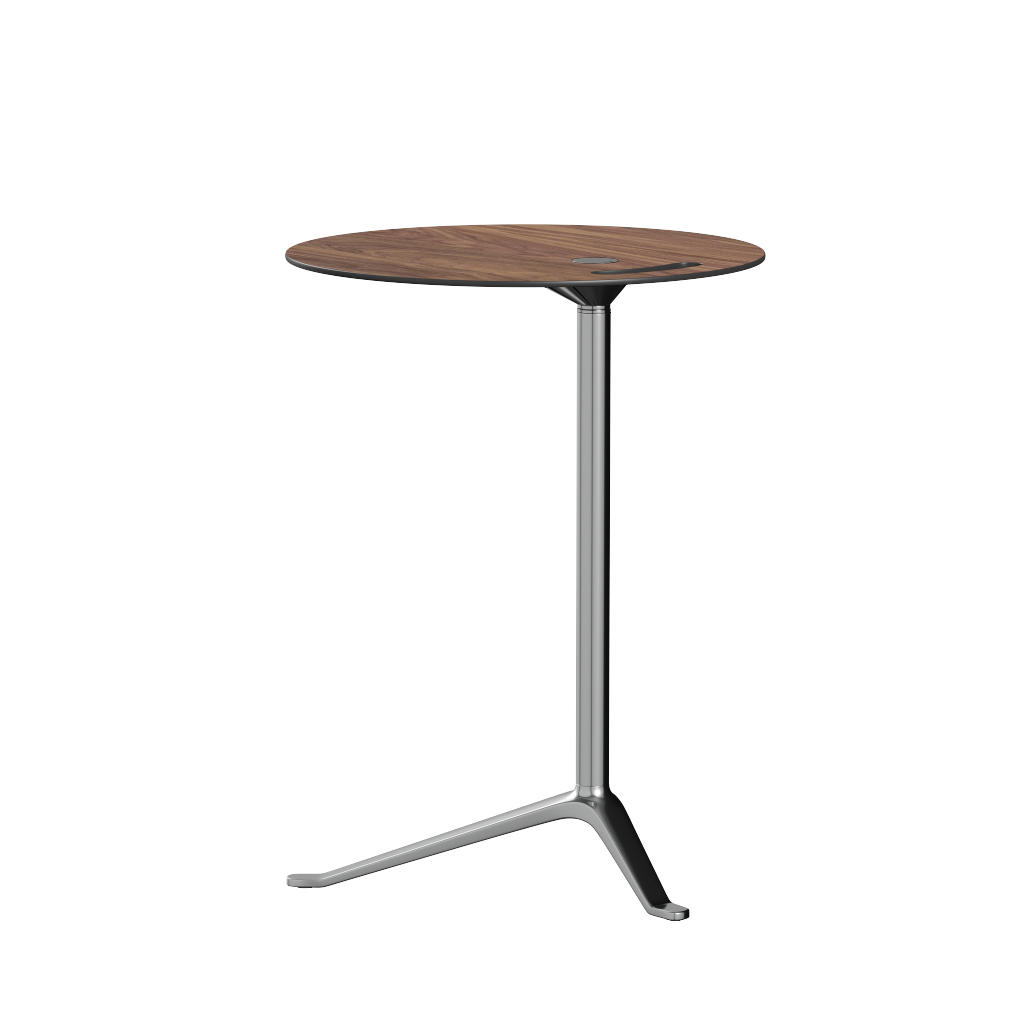 [product_category]-Fritz Hansen Ks12 Little Friend Table, Polished Aluminium/Walnut Laminate-Fritz Hansen-KS12-walnut veneer-FRI-2