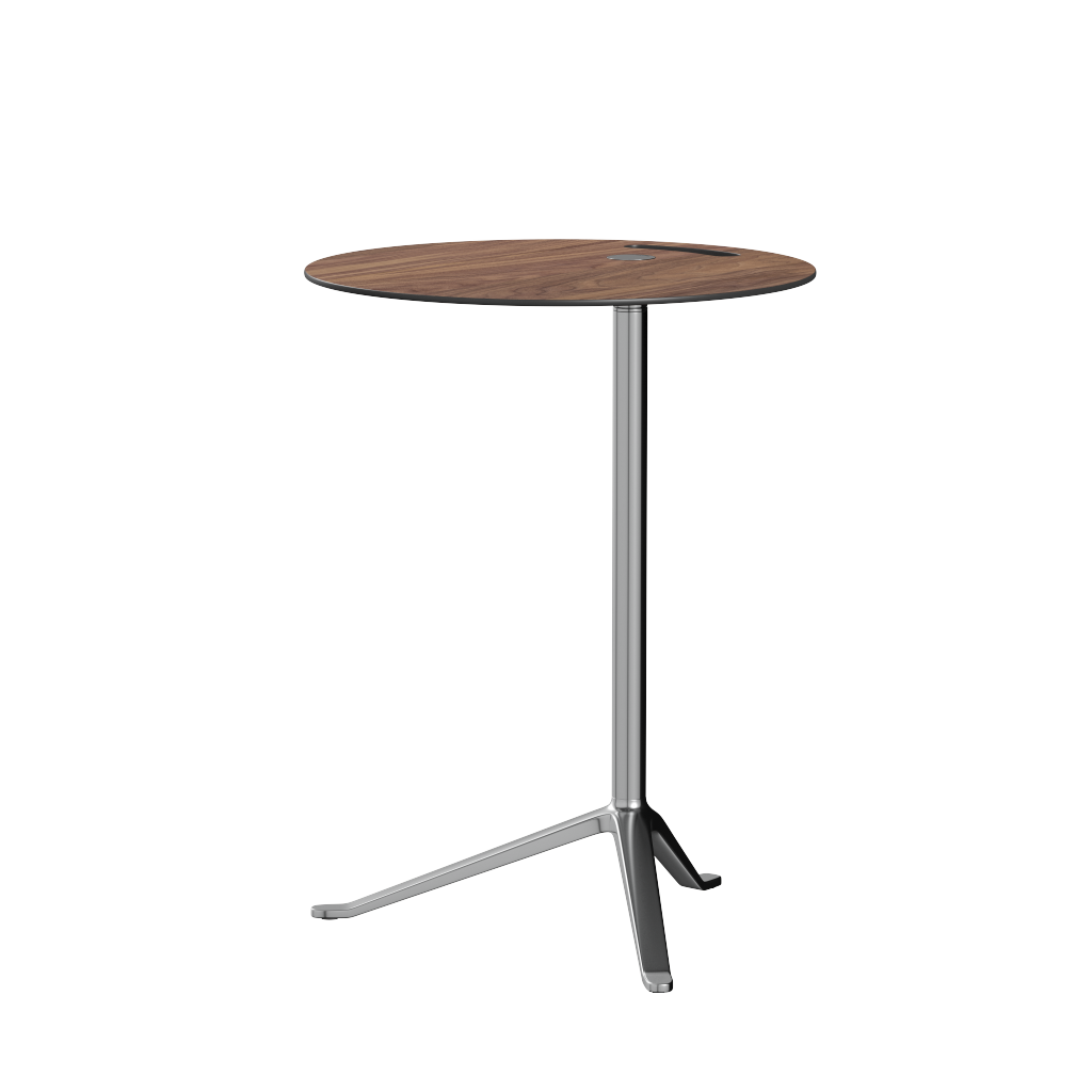 [product_category]-Fritz Hansen Ks12 Little Friend Table, Polished Aluminium/Walnut Laminate-Fritz Hansen-KS12-walnut veneer-FRI-4