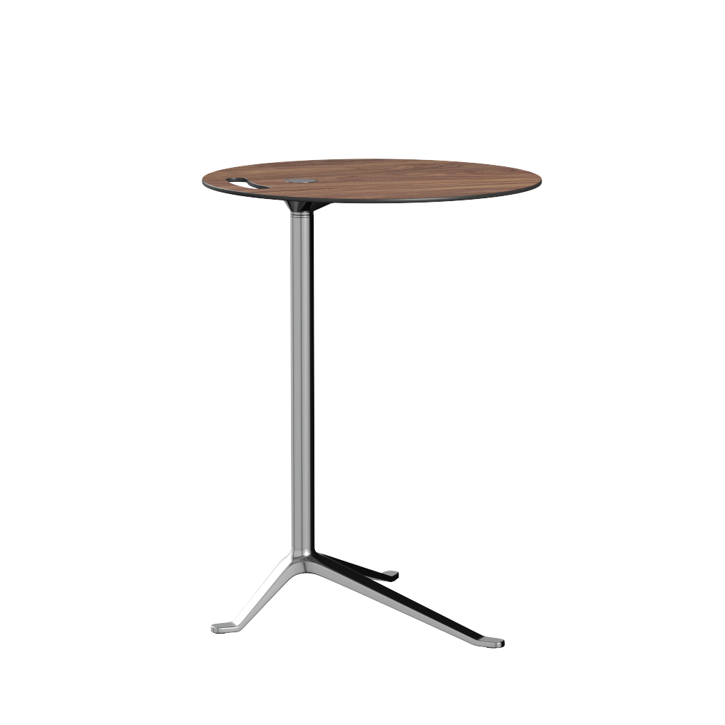 [product_category]-Fritz Hansen Ks12 Little Friend Table, Polished Aluminium/Walnut Laminate-Fritz Hansen-KS12-walnut veneer-FRI-5