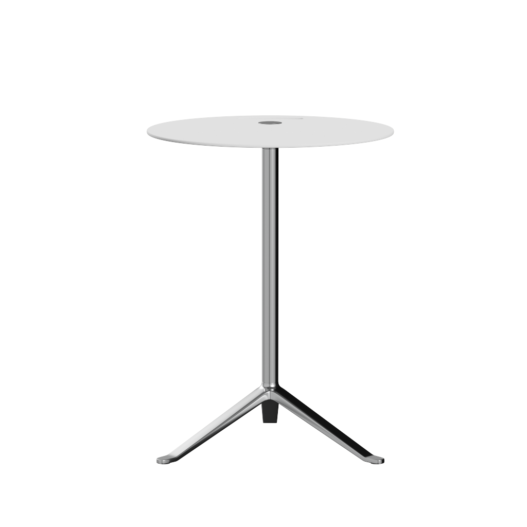 [product_category]-Fritz Hansen Ks12 Little Friend Table, Polished Aluminium/White Laminate-Fritz Hansen-KS12-white-FRI-1