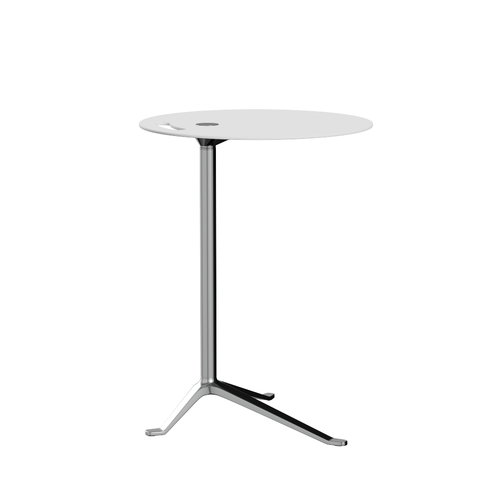 [product_category]-Fritz Hansen Ks12 Little Friend Table, Polished Aluminium/White Laminate-Fritz Hansen-KS12-white-FRI-2
