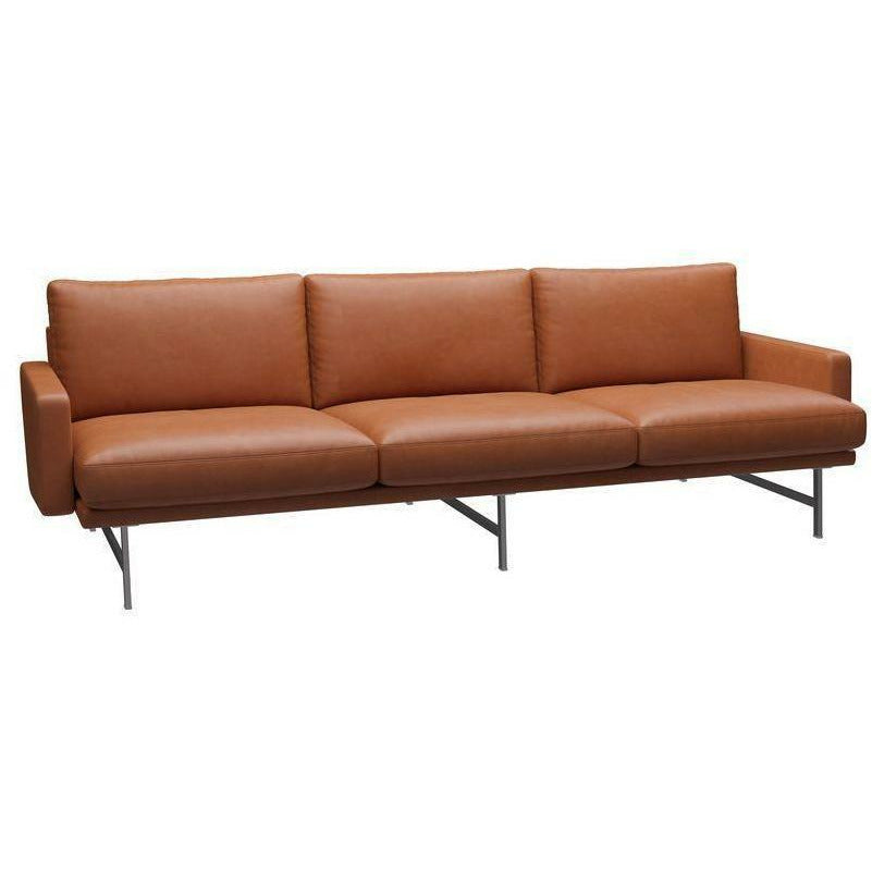 [product_category]-Fritz Hansen Lissoni Sofa Leather 3 Seater, Stainless Steel Matt Polished/Brown Grace Walnut-Fritz Hansen-PL113S-Grace-Walnut-Stainless-Steel-FRI-1