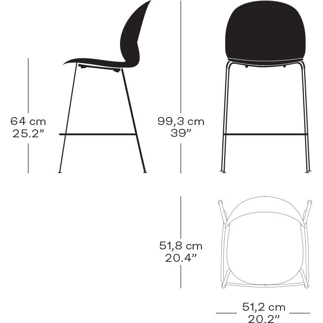 [product_category]-Fritz Hansen N02 Recycle Low Bar Stool, Dark Orange/Dark Orange-Fritz Hansen-N02-40-DarkOrange/DarkOrange-FRI-2