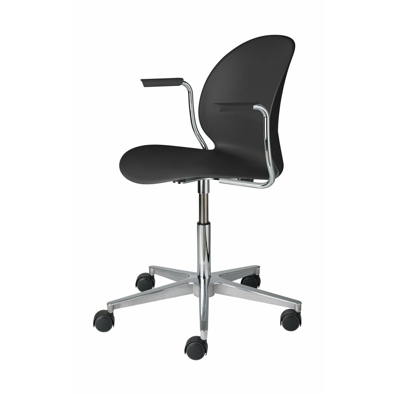 [product_category]-Fritz Hansen N02 Recycle Swivel Armchair, Black/Polished Aluminium-Fritz Hansen-N02-31-Black-Polished-Aluminium-FRI-1