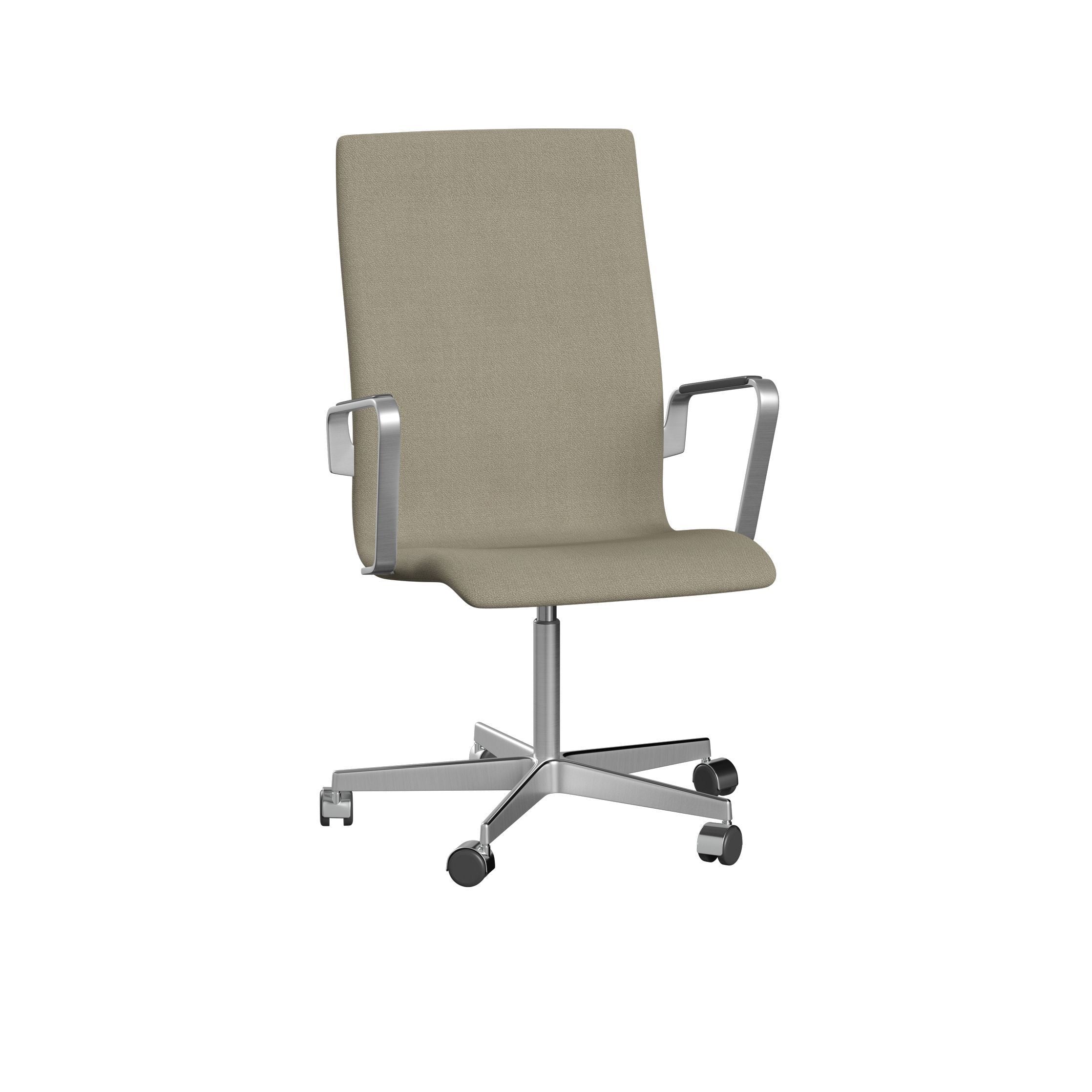 [product_category]-Fritz Hansen Oxford 3273 W Armchair Five Arm Base With Wheels Satin Brushed Aluminum/Vidar, Light Beige-Fritz Hansen-3273W-VI0222-SPAL-FRI-1