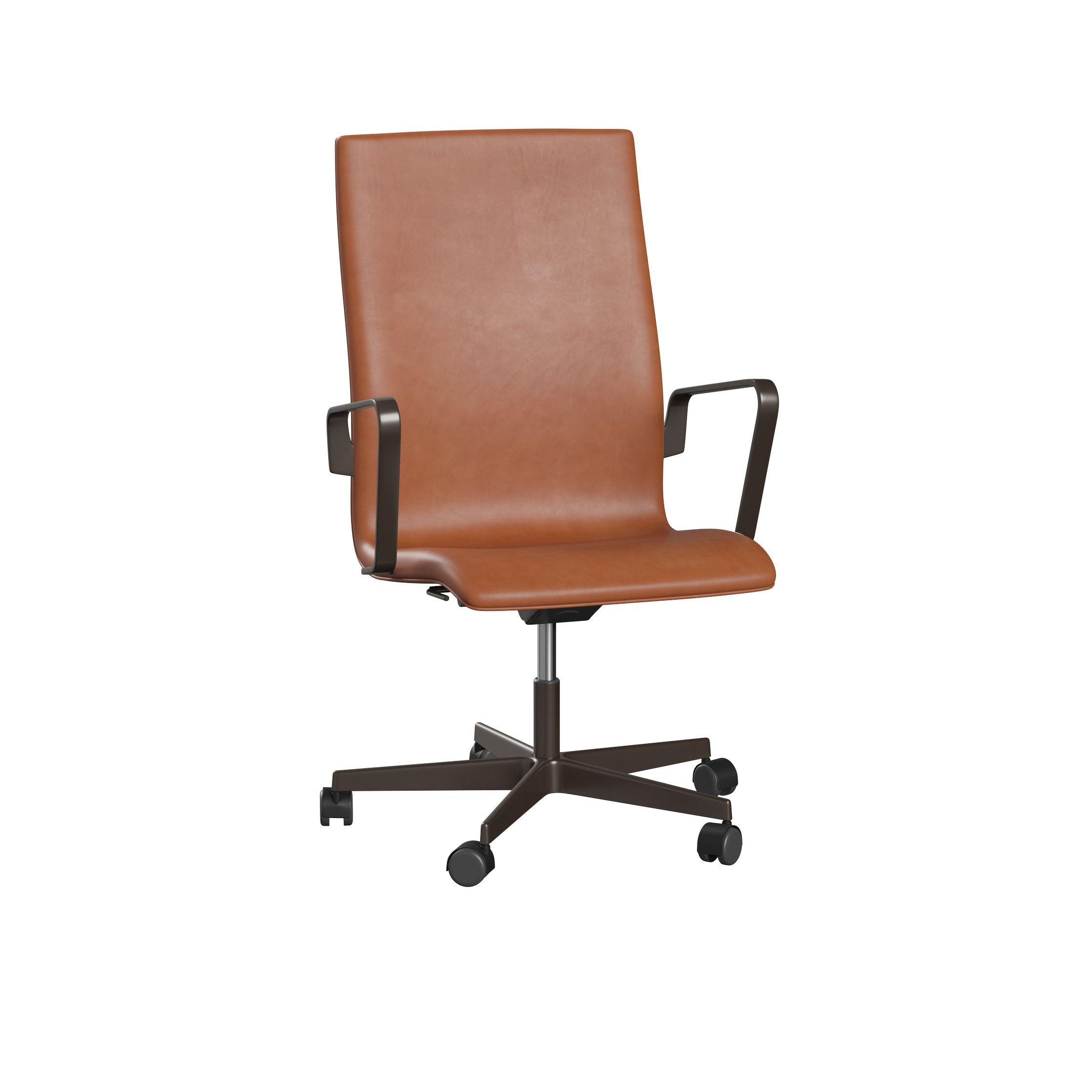 [product_category]-Fritz Hansen Oxford 3293 W Armchair Five Armed Base With Wheels Brown Bronze/Grace, Walnut-Fritz Hansen-3293W-ELWAL-BBBASE-FRI-1
