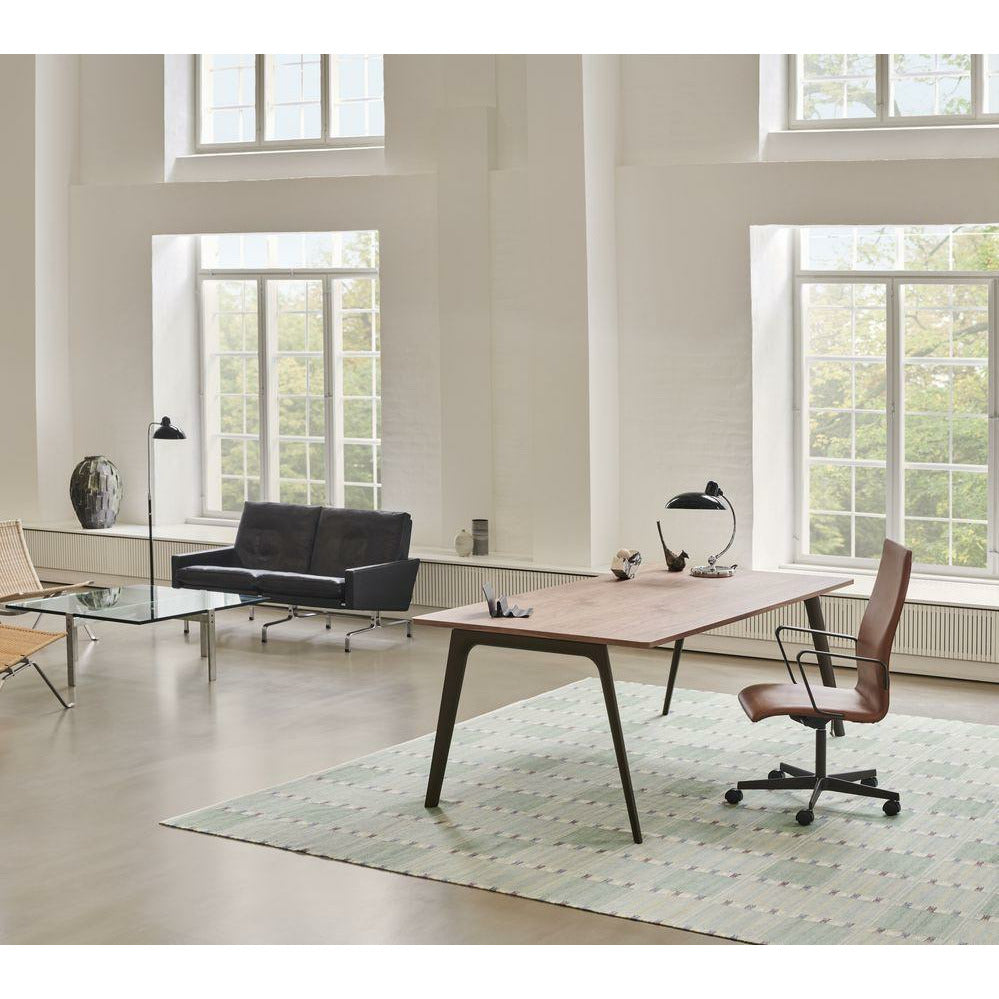 [product_category]-Fritz Hansen Oxford 3293 W Armchair Five Armed Base With Wheels Brown Bronze/Grace, Walnut-Fritz Hansen-3293W-ELWAL-BBBASE-FRI-2