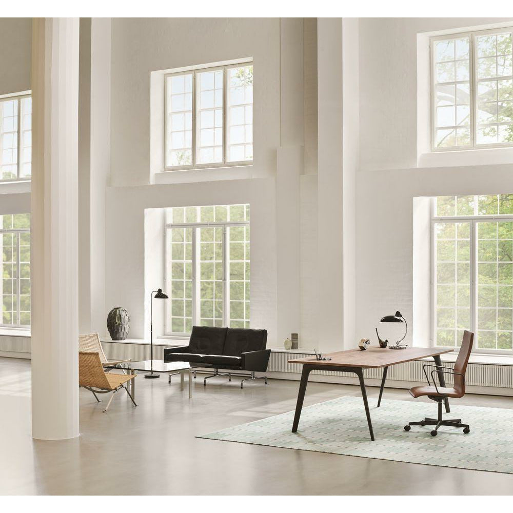 [product_category]-Fritz Hansen Oxford 3293 W Armchair Five Armed Base With Wheels Brown Bronze/Grace, Walnut-Fritz Hansen-3293W-ELWAL-BBBASE-FRI-3