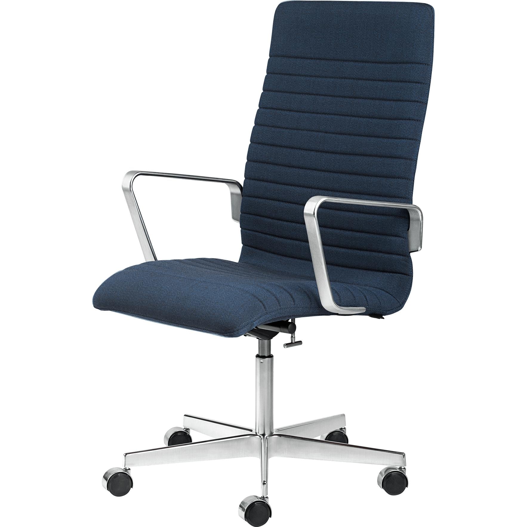 [product_category]-Fritz Hansen Oxford Premium Height Adjustable Armchair Fabric Middle Back, Blue/Brown-Fritz Hansen-3293P-RIME-BLUEBROWN-FRI-1