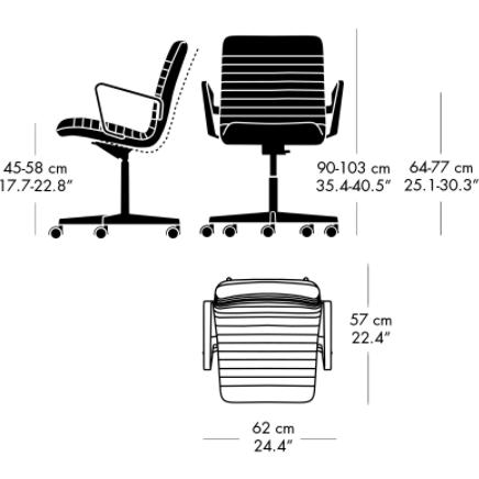 [product_category]-Fritz Hansen Oxford Premium Height Adjustable Armchair Fabric Middle Back, Rime Bright Blue/Brown-Fritz Hansen-3291P-RIME781-BRIGHTBLUEBROWN-FRI-2
