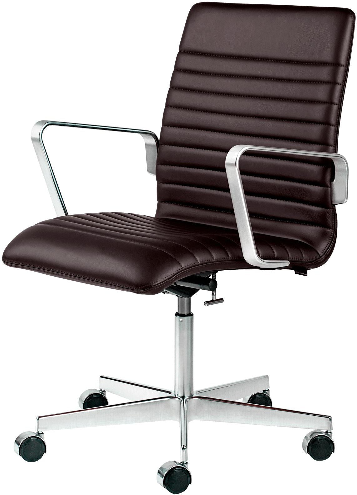 [product_category]-Fritz Hansen Oxford Premium Height Adjustable Armchair Leather Low Back, Soft Black/Brown-Fritz Hansen-3291P-Soft blackbrown-FRI-1
