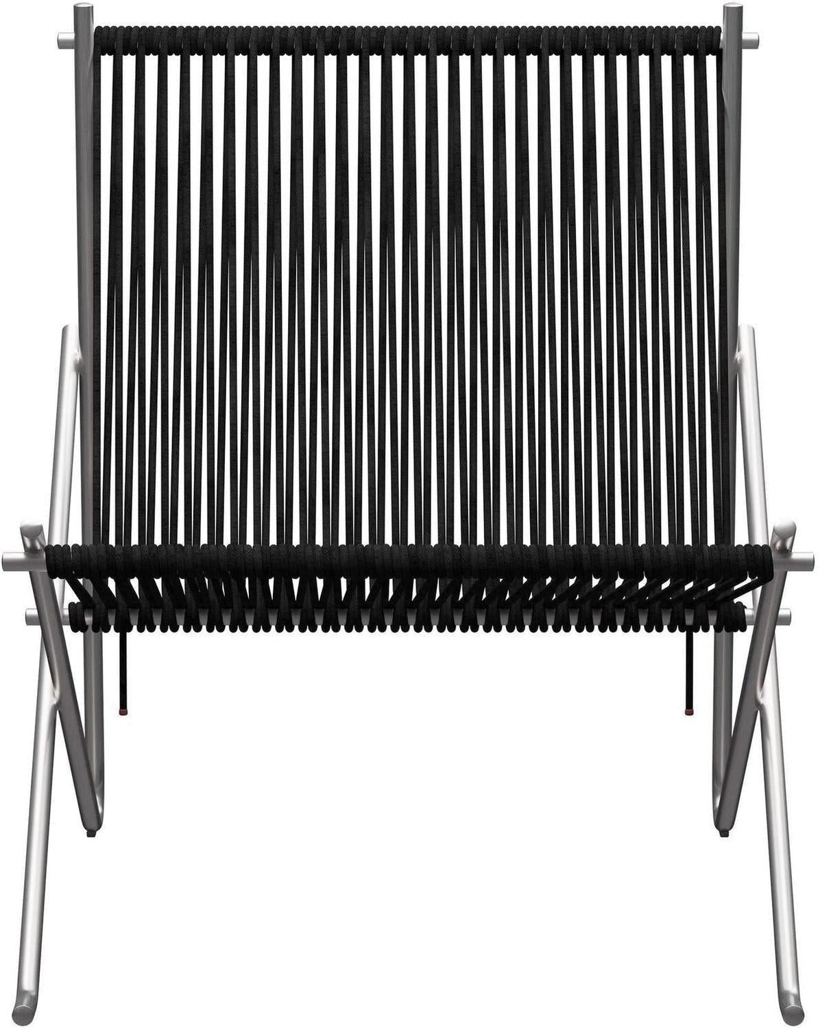 [product_category]-Fritz Hansen Pk4 Longe Chair Flag Halyard, Black/Steel-Fritz Hansen-PK4-Flag-Halyard-Black-Steel-1