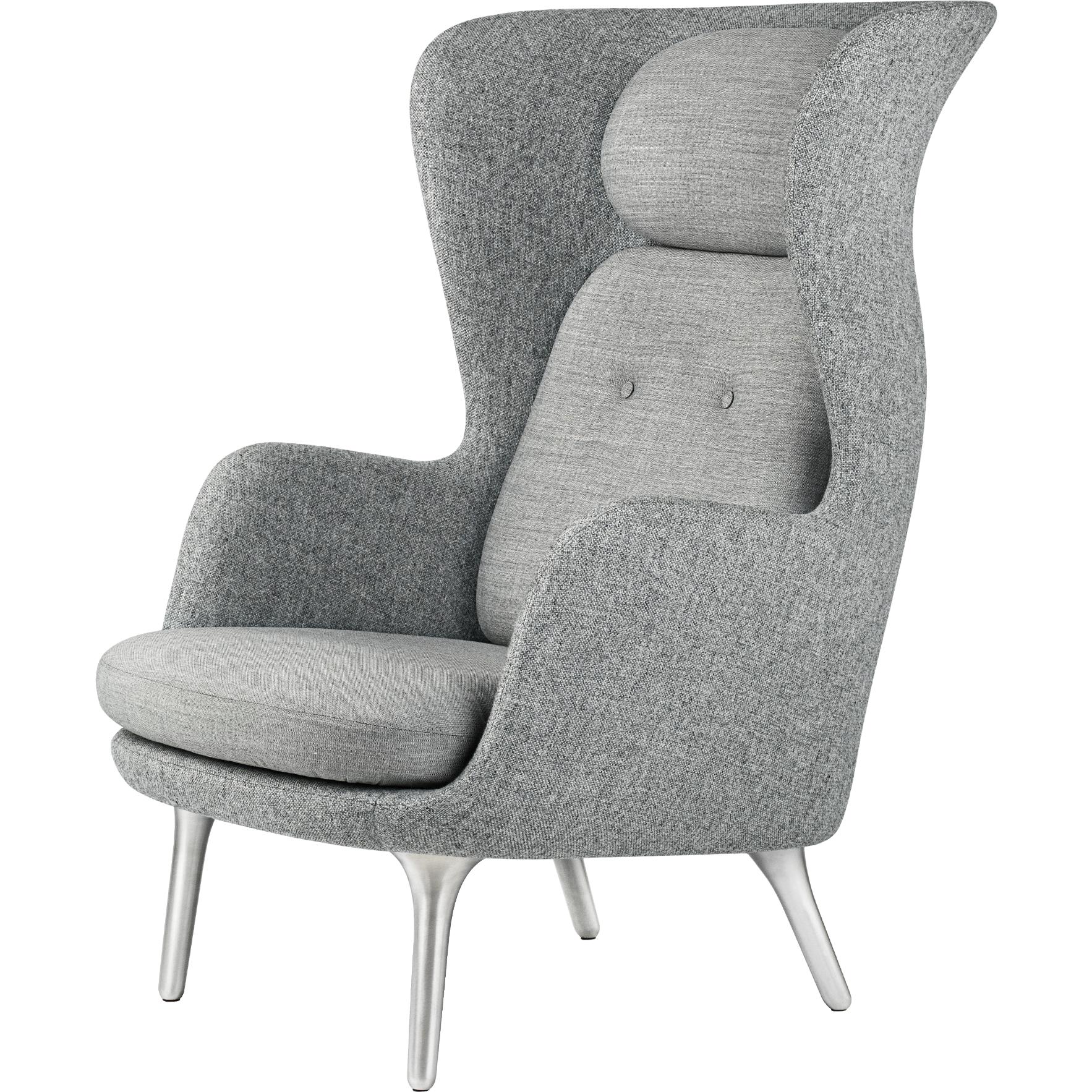 [product_category]-Fritz Hansen Ro Lounge Chair Two Tonus Aluminium, Hallingdal Grey/Canvas Grey-Fritz Hansen-JH1-130/124-FRI-1