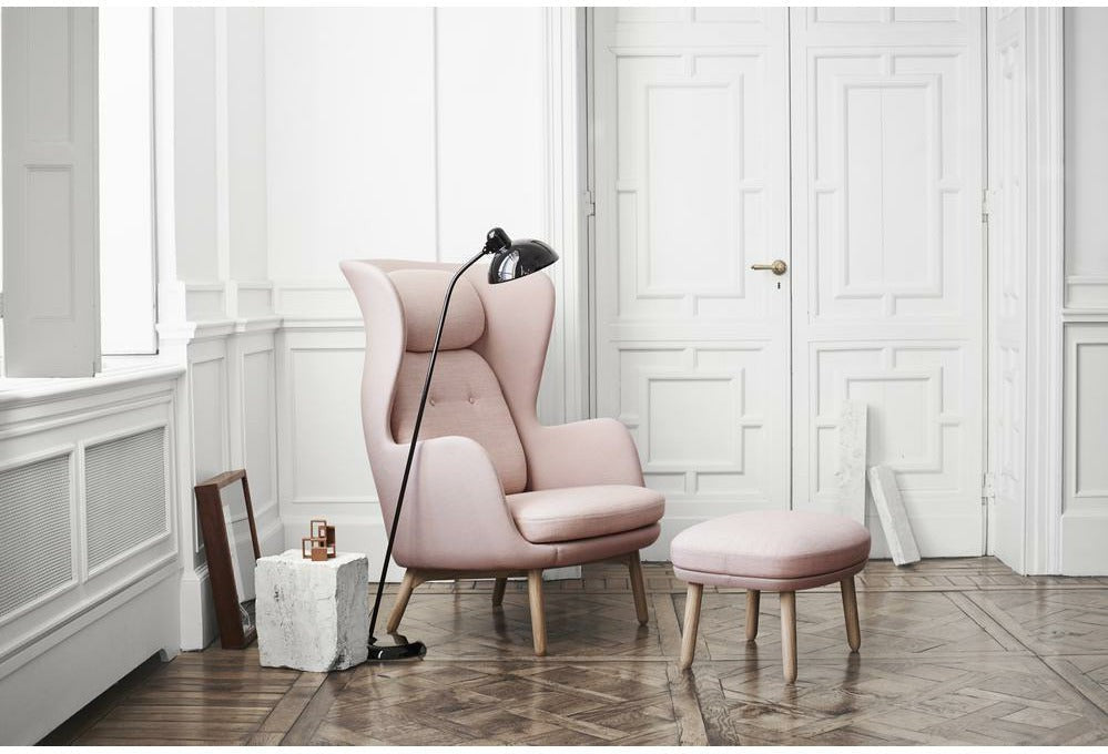 [product_category]-Fritz Hansen Ro Lounge Chair Wood, Hallingdal Grey/ Canvas Grey-Fritz Hansen-JH2-130/124-FRI-1