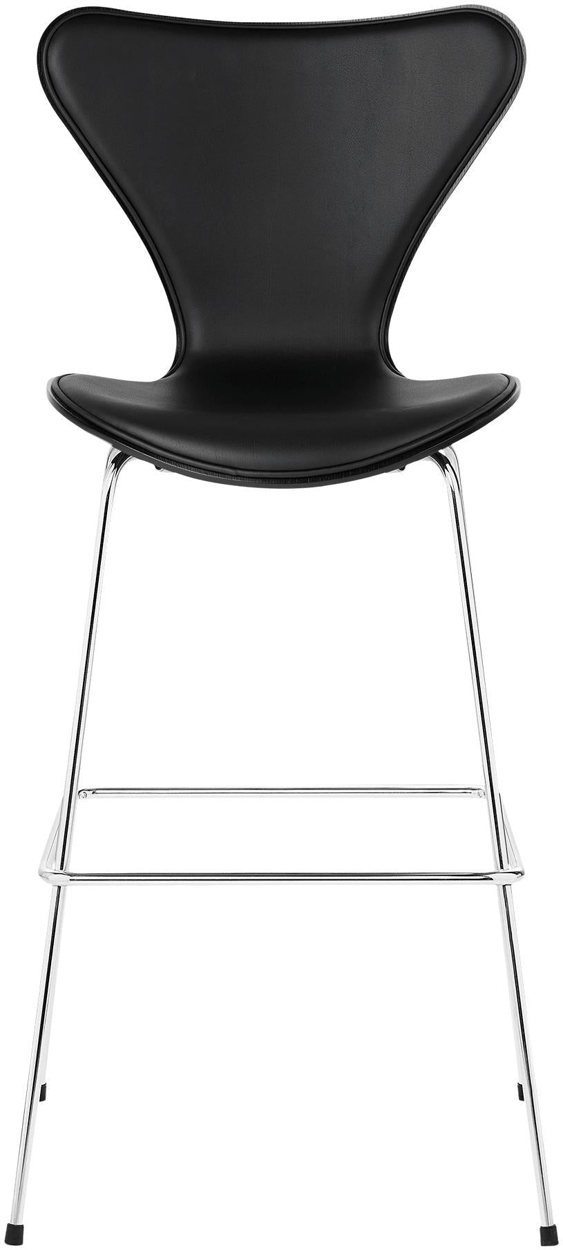 [product_category]-Fritz Hansen Serie 7 Bar Chair Front Upholstery Leather 76 Cm, Basic Black-Fritz Hansen-3197-basic black/frontupholstered-FRI-1