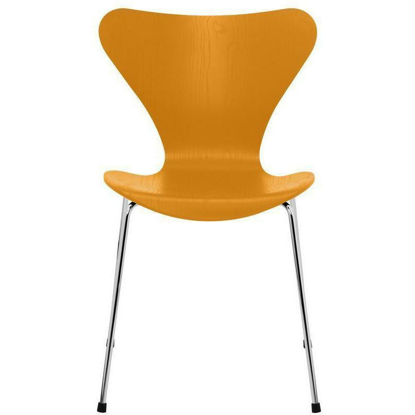 [product_category]-Fritz Hansen Series 7 Chair Colored Ash Burnt Yellow Shell, Chromed Steel Base-Fritz Hansen-3107-FARVET-BURNT-FORKROMET-FRI-1