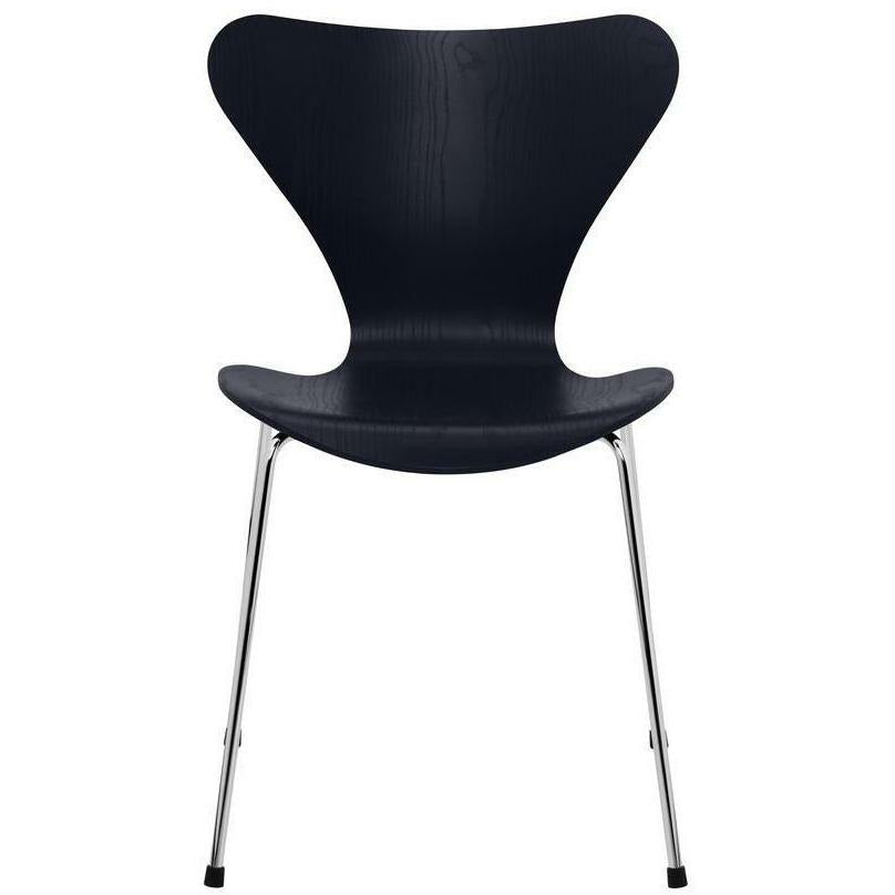 [product_category]-Fritz Hansen Series 7 Chair Colored Ash Midnight Blue Bowl, Chromed Steel Base-Fritz Hansen-3107-FARVET-MIDNIGHT-FORKROMET-FRI-1