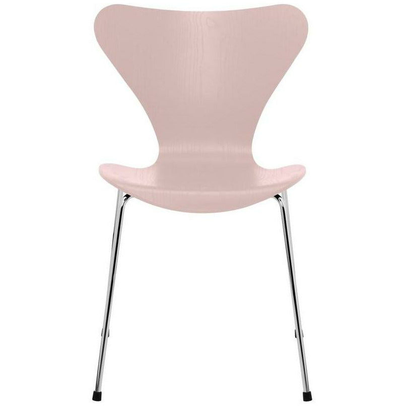 [product_category]-Fritz Hansen Series 7 Chair Colored Ash Pale Rose Bowl, Chromed Steel Base-Fritz Hansen-3107-FARVET-PALE-FORKROMET-FRI-1