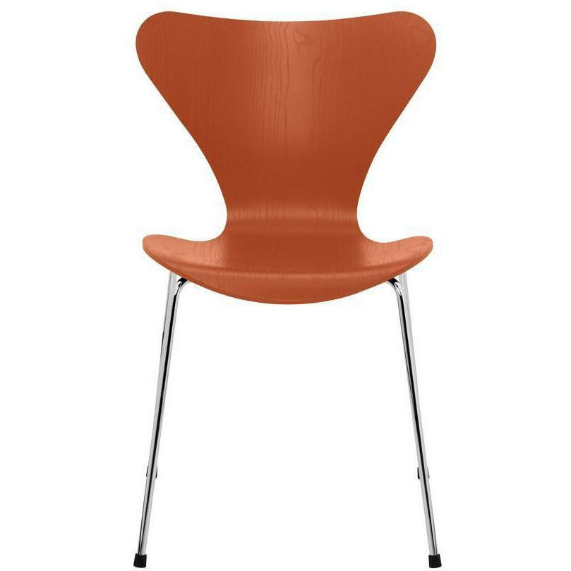 [product_category]-Fritz Hansen Series 7 Chair Colored Ash Paradise Orange Bowl, Chromed Steel Base-Fritz Hansen-3107-FARVET-PARADISE-FORKROMET-FRI-1