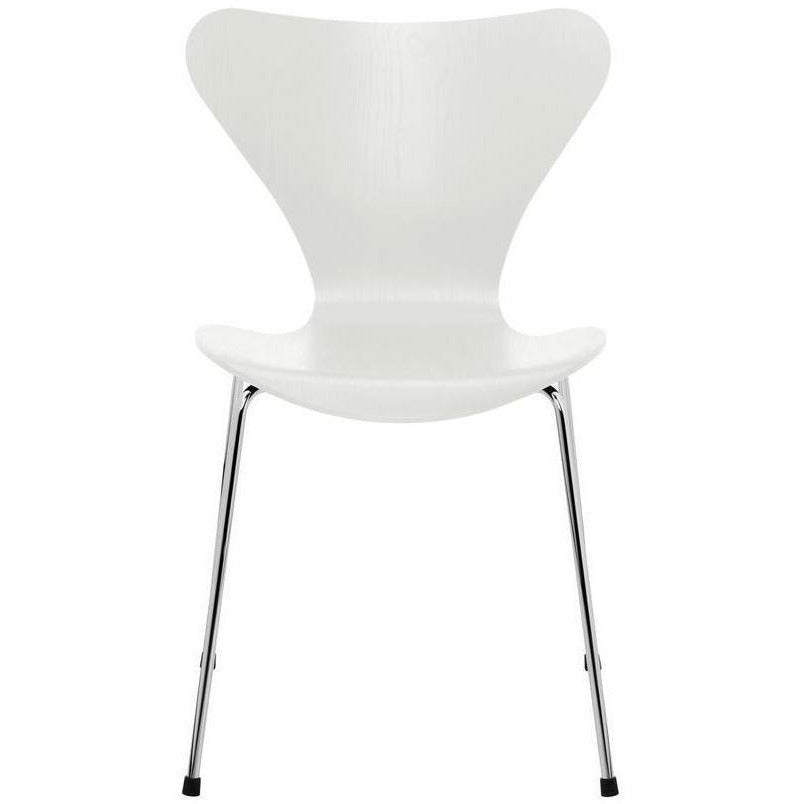 [product_category]-Fritz Hansen Series 7 Chair Colored Ash White Shell, Chromed Steel Base-Fritz Hansen-3107-FARVET-HVID-FORKROMET-FRI-1