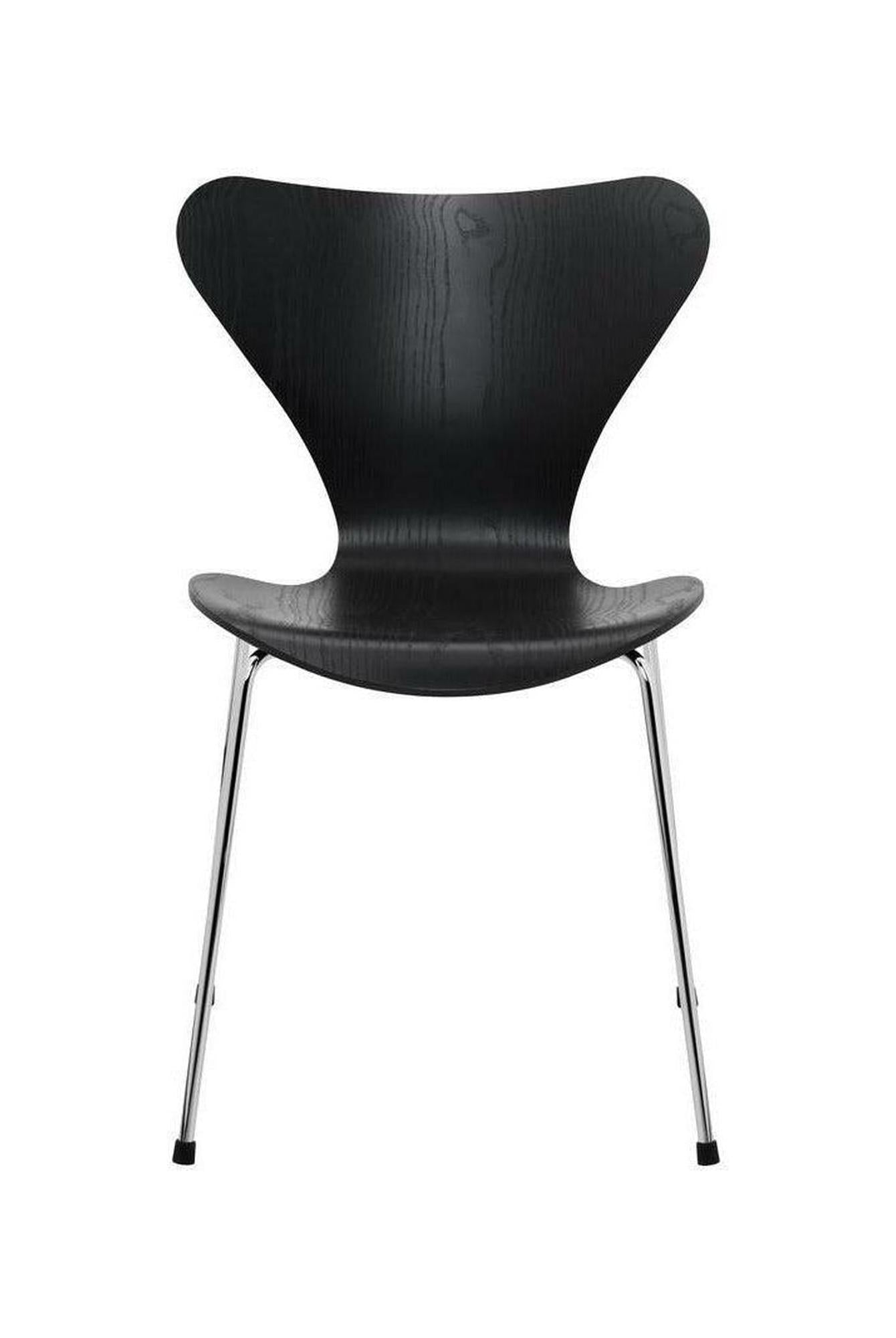 [product_category]-Fritz Hansen Series 7 Chair Dyed Ash Black Shell, Chromed Steel Base-Fritz Hansen-3107-FARVET-SORT-FORKROMET-FRI-1